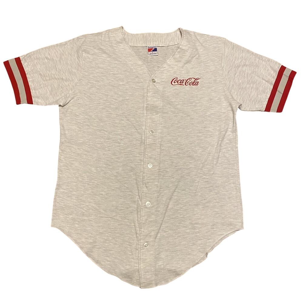 Vintage Coca Cola Swingster Baseball Jersey Button Shirt USA Made Size Large